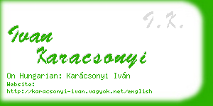 ivan karacsonyi business card