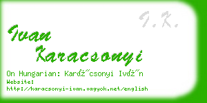 ivan karacsonyi business card